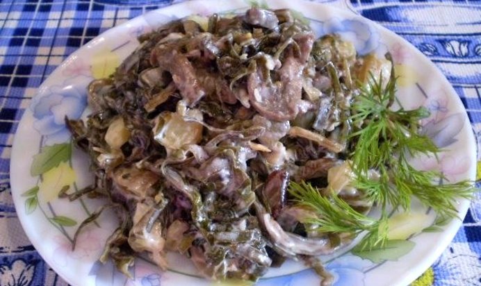 Салат из ламинарии с грибами