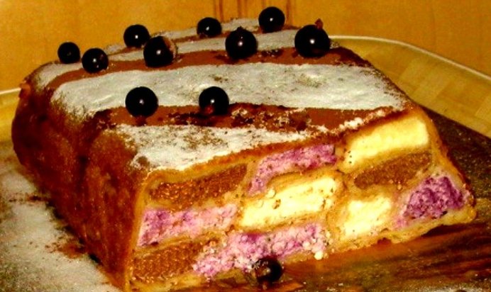 Блинный пирог с творожной начинкой