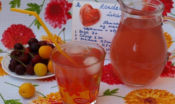 Компот из малины,черешни и абрикоса