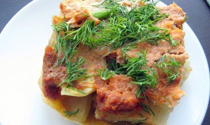 Картофельная запеканка в микроволновке