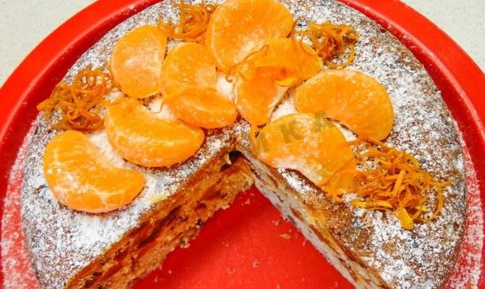 Рождественский кекс с мандаринами в мультиварке