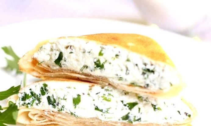 Блинчики с творогом и зеленью