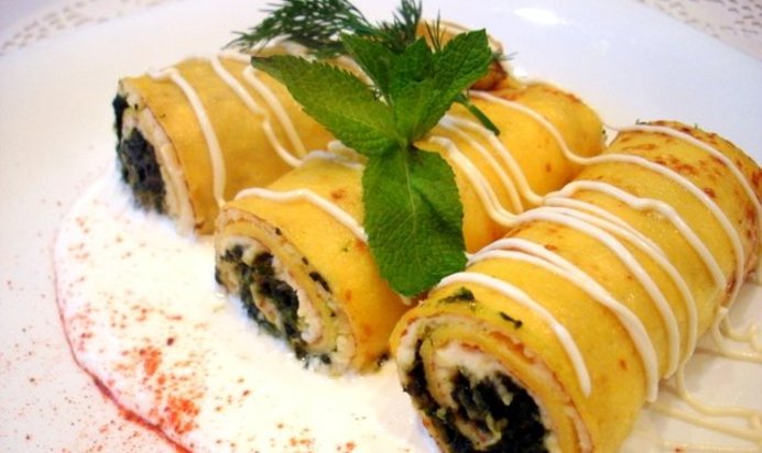 Тыквенные блинчики со шпинатом