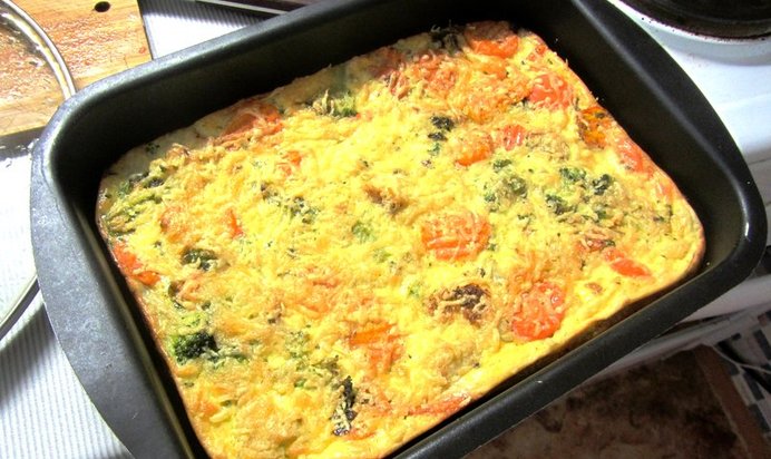 Низкокалорийная овощная запеканка с цветной капустой и брокколи