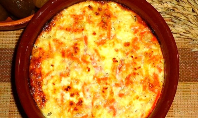 Запеканка из макарон с рыбным филе