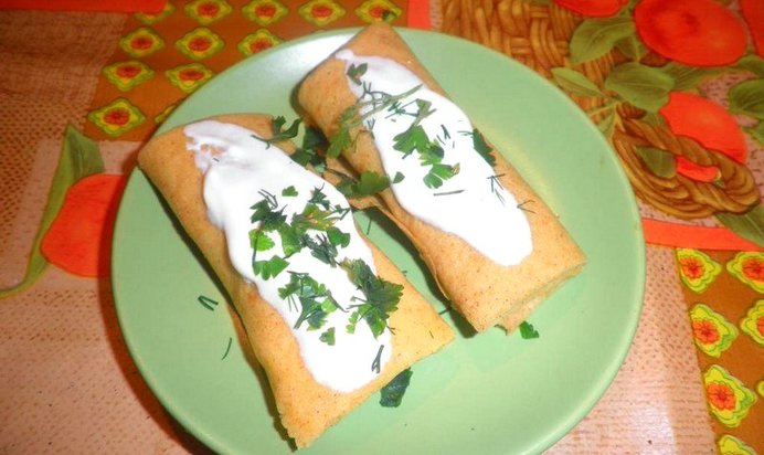 Блинчики с рисом и печенкой