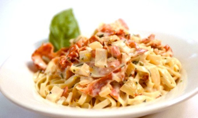Спагетти карбонара с пармской ветчиной