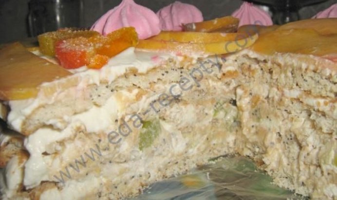 Быстрый торт творожно-фруктовый