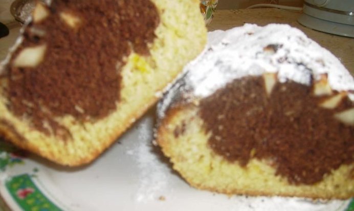 Кекс с яблоками и какао