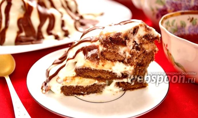 Торт из пряников с бананами и сметаной