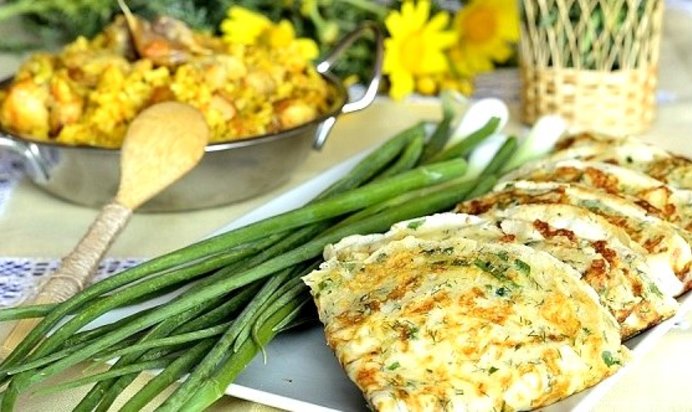 Блинчики с сыром и зеленью