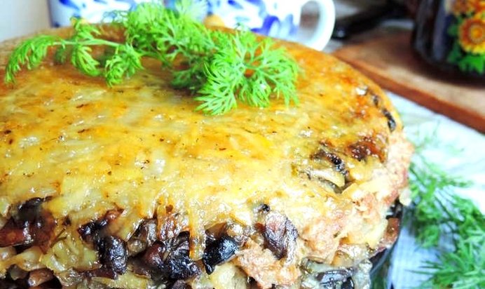 Постная запеканка с грибами