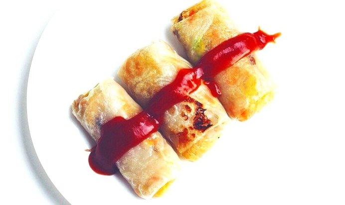 Запеченные вегетарианские блинчики в рисовой бумаге