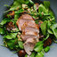 Салат с свининой, грибами и рукколой