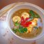 Мисо суп с курицей, грибами и рисовой лапшой