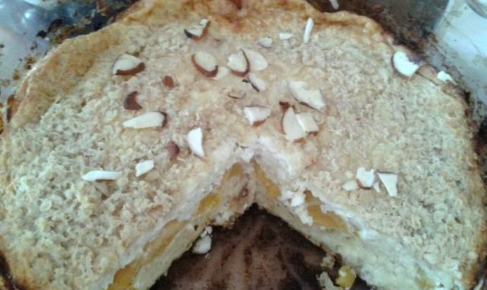 Творожная запеканка с грушей и овсяными хлопьями