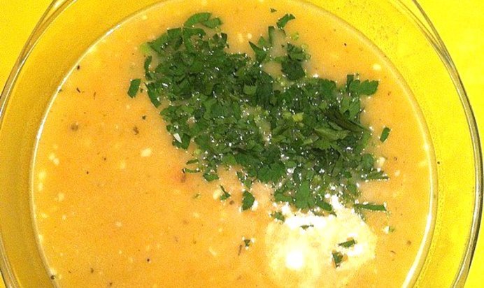 Сырный суп-пюре с сухариками