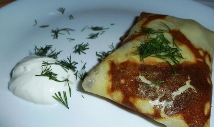 Блинчики на молоке с мясом