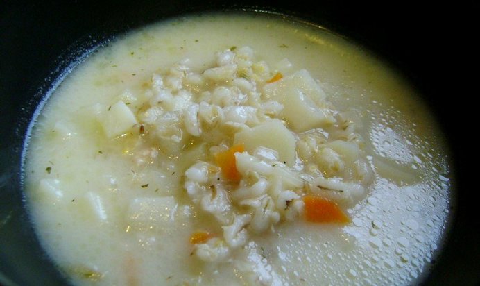 Сырный суп с перловкой