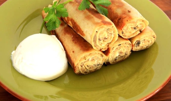 Блинчики с мясом и грибами