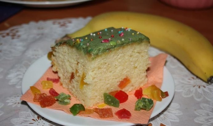 Лаймовый кекс с банановым кремом