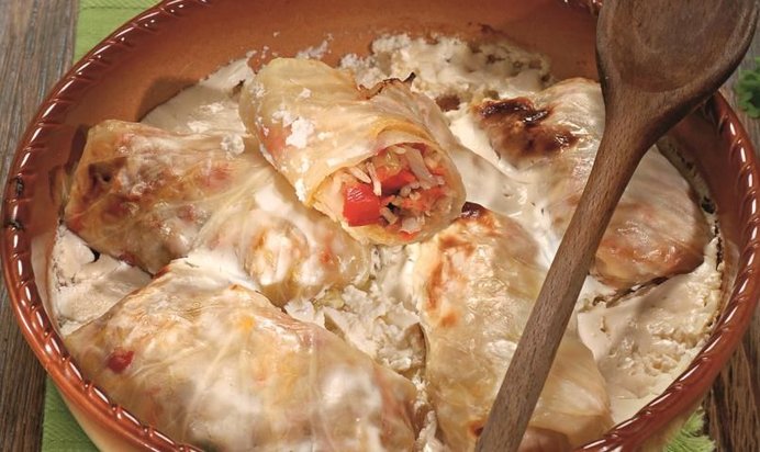 Голубцы с грибами и луком-пореем