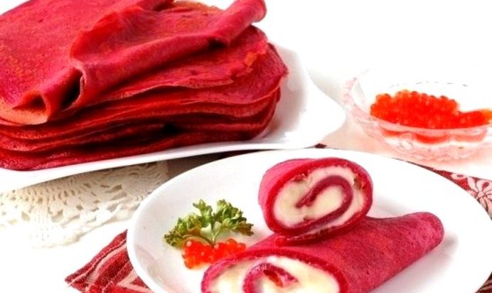 Свекольные блины на ряженке