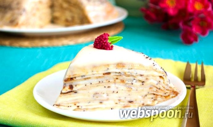 Сладкий блинный пирог с маком