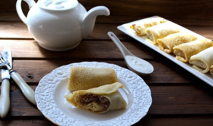 Фаршированные блины с мясом