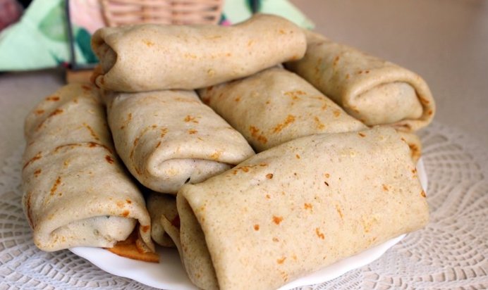 Пшенично - ржаные блины с картофельной начинкой