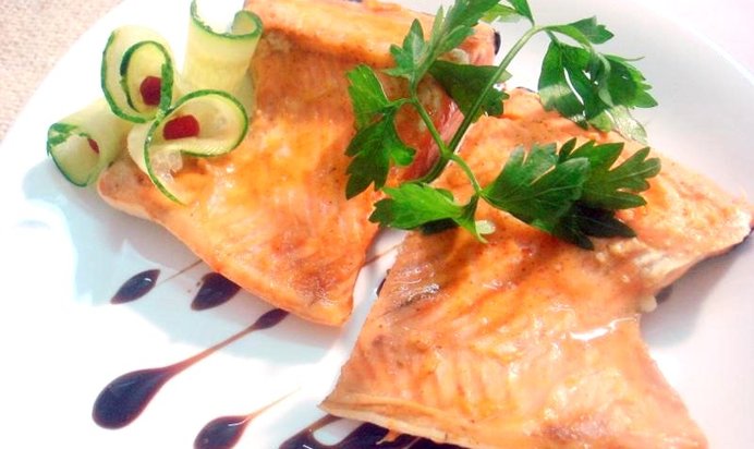 Лосось под горчицей и кленовым сиропом