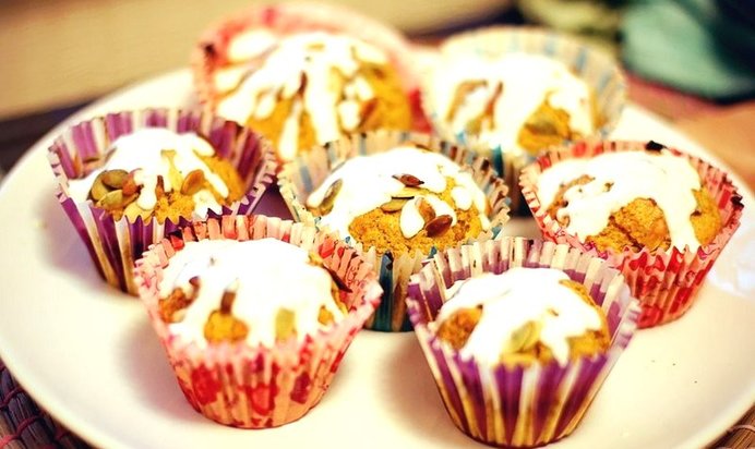 Тыквенные маффины с йогуртовым кремом