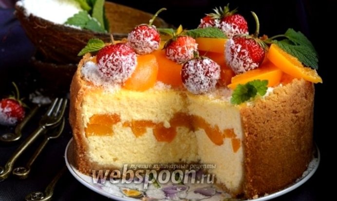 Кокосовый сырник с персиковой прослойкой