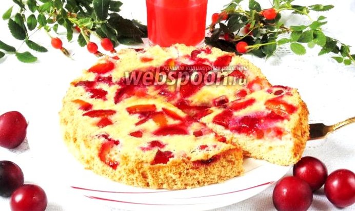 Шарлотка с алычой