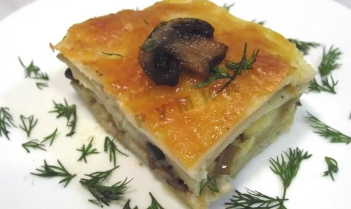 Лазанья с сыром и грибами
