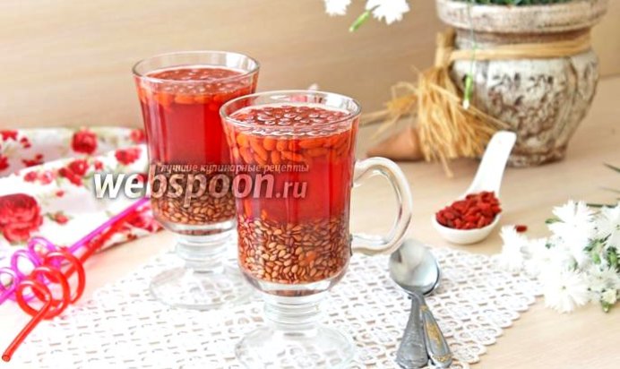 Льняной кисель с ягодами годжи