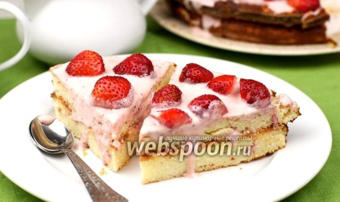 Творожный торт с клубникой