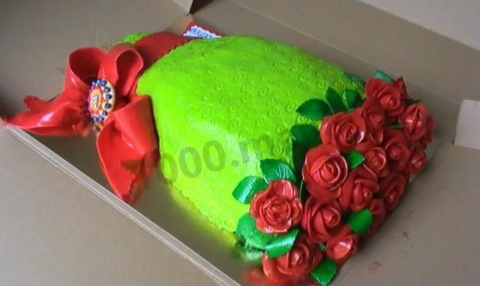 Торт с бантом из мастики