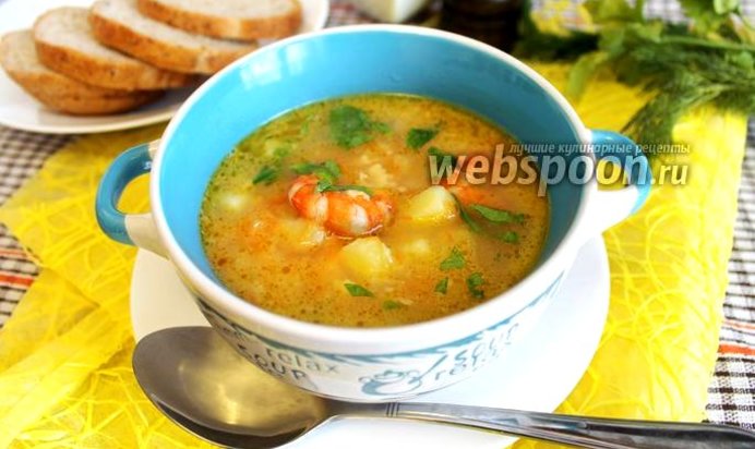 Сырный суп с креветками