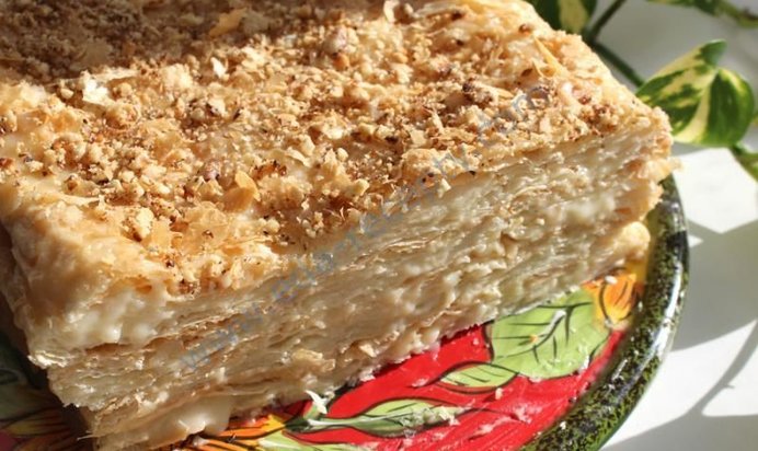 Торт наполеон из слоеного теста