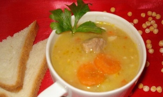 Гороховый суп с мясом в мультиварке