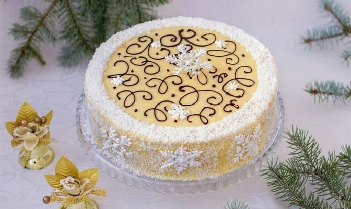 Слоеный торт с заварным кремом