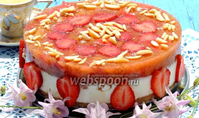 Творожный торт с ревенем