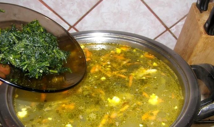 Борщ со щавелем и яйцом