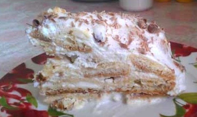 Нежный заварной торт со сметанным кремом