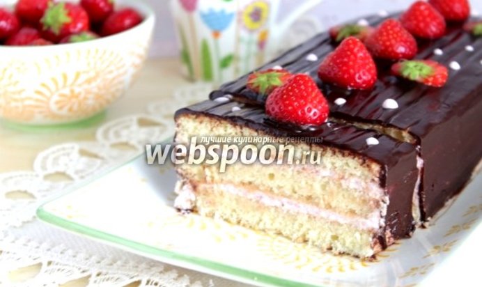 Творожный торт с клубникой