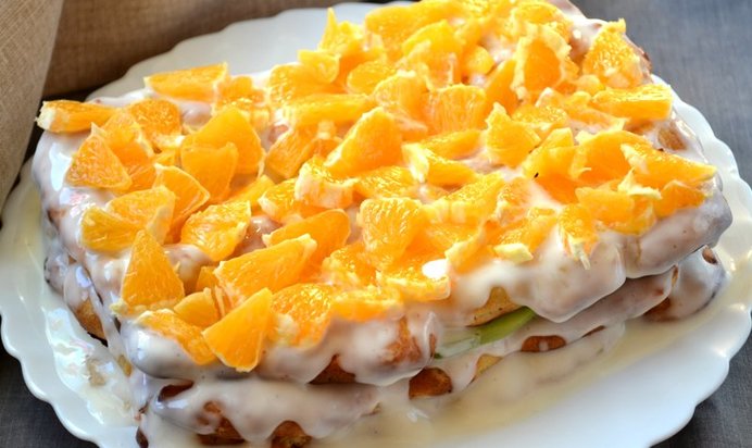 Торт из заварного теста с фруктами