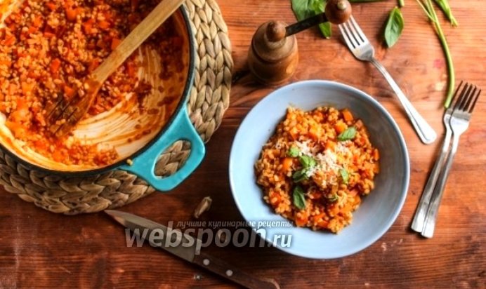 Перловка с перцем и томатами