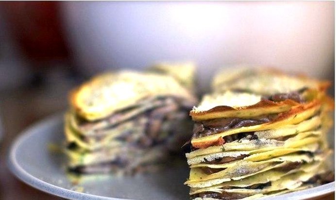 Грибной торт из блинов