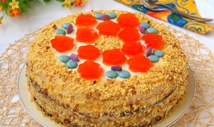 Бисквитный торт с бананами